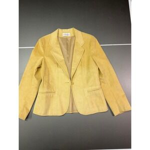 Vintage Count Romi Ultrasuede Blazer Jacket Mustard Yellow Size 10 Single Button